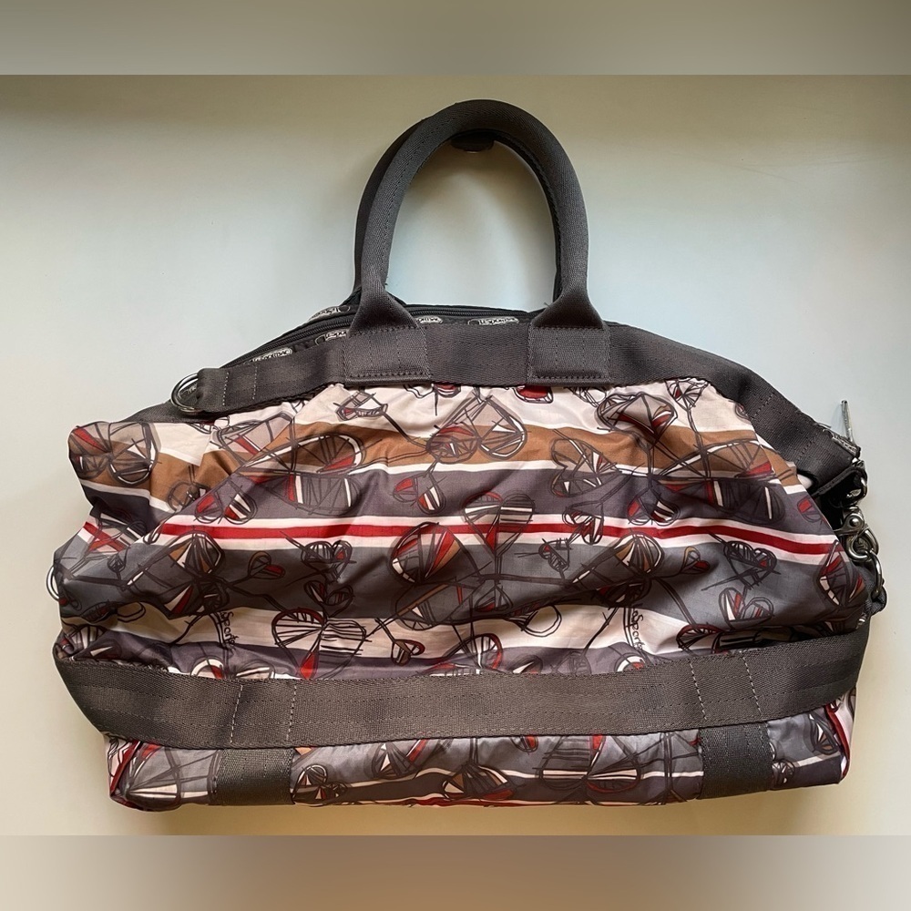 LeSportsac Gray Hearts Sturdy Expandable Travel Handbag